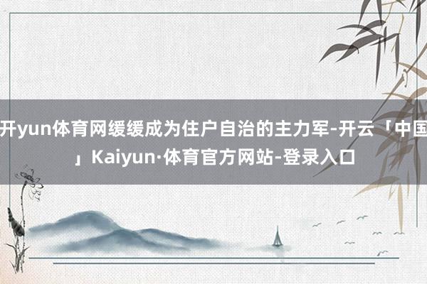 开yun体育网缓缓成为住户自治的主力军-开云「中国」Kaiyun·体育官方网站-登录入口