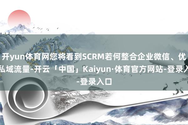 开yun体育网您将看到SCRM若何整合企业微信、优化私域流量-开云「中国」Kaiyun·体育官方网站-登录入口